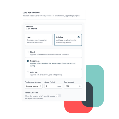 Add late fees to your quickbooks or xero invoices